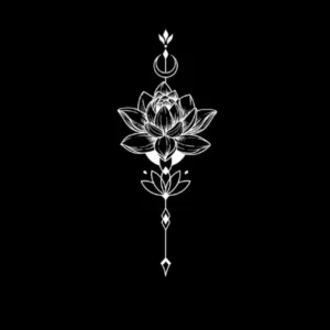 Lotus Blossom and Crescent Moon Temporary Tattoo