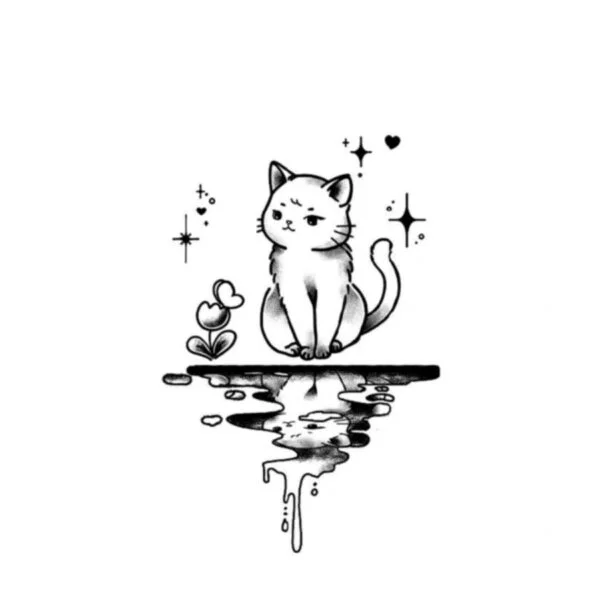 Reflective Cat Tattoo