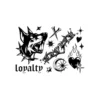 Artistic rendering of the Loyalty temporary tattoo, showcasing the intricate, monochrome depiction of the wolf, crossed swords, and various symbolic elements._11_11zon