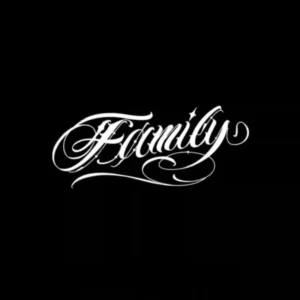 Close-up view of the Eternity Family tattoo highlighting its intricate lettering.