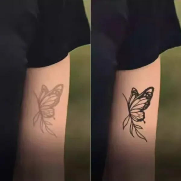 Detailed illustration of the Ethereal Butterfly tattoo, capturing the essence of natural wonder, transformation, and the allure of the delicate, _37_11zon