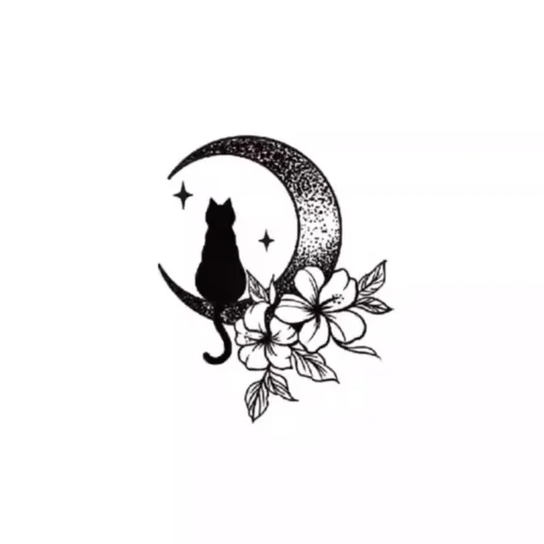 Moonlit Cat Temporary Tattoo