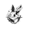 Artistic sketched rabbit temporary tattoo design