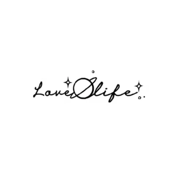 Black Love life script temporary tattoo with celestial elements