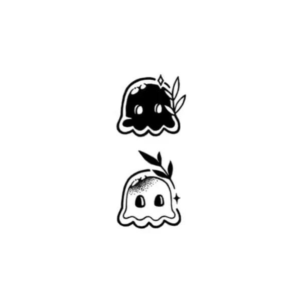 Black and white ghost duo temporary tattoo design