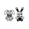 Black and white skeleton bunny plush temporary tattoo design