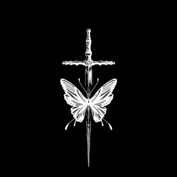 Sword and Butterfly Temporary Tattoo