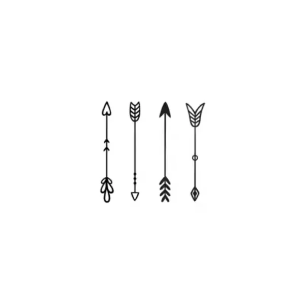 Black tribal arrow designs temporary tattoo set