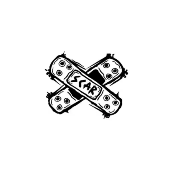 Crossed band-aids with SCAR text temporary tattoo design