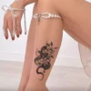 Detailed snake coiled around roses temporary tattoo_35_11zon