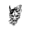 Japanese Hannya mask with cherry blossoms temporary tattoo design