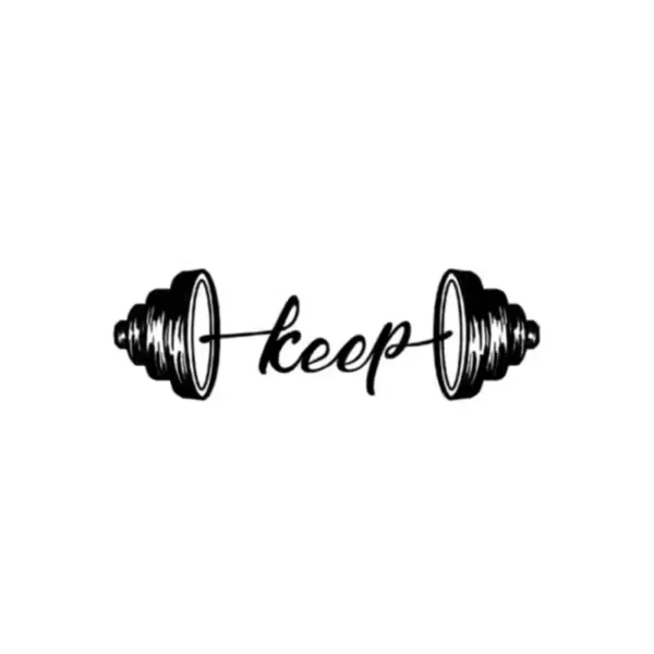 Keep lifting text on barbell temporary tattoo design