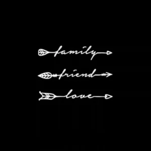 Love, Family, Friend Arrow Word Temporary Tattoo Set