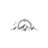 Mountain range silhouette temporary tattoo with crescent moon and stars_68_11zon