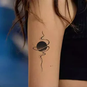 Minimalist planet and orbit temporary tattoo design