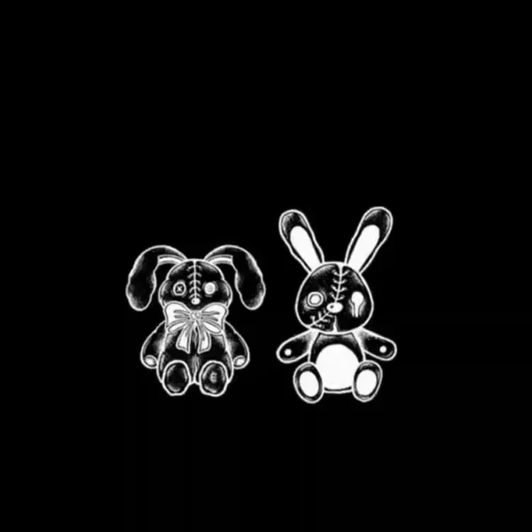 Quirky Skeleton Bunny Duo Temporary Tattoo