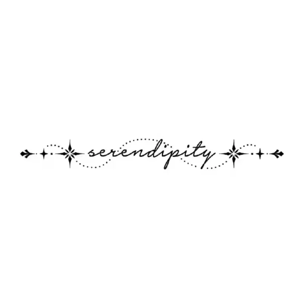 Serendipity script with star accents temporary tattoo design