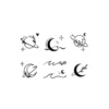 Set of minimalist celestial symbols temporary tattoo designs