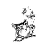 Sketched cat watching butterflies temporary tattoo design